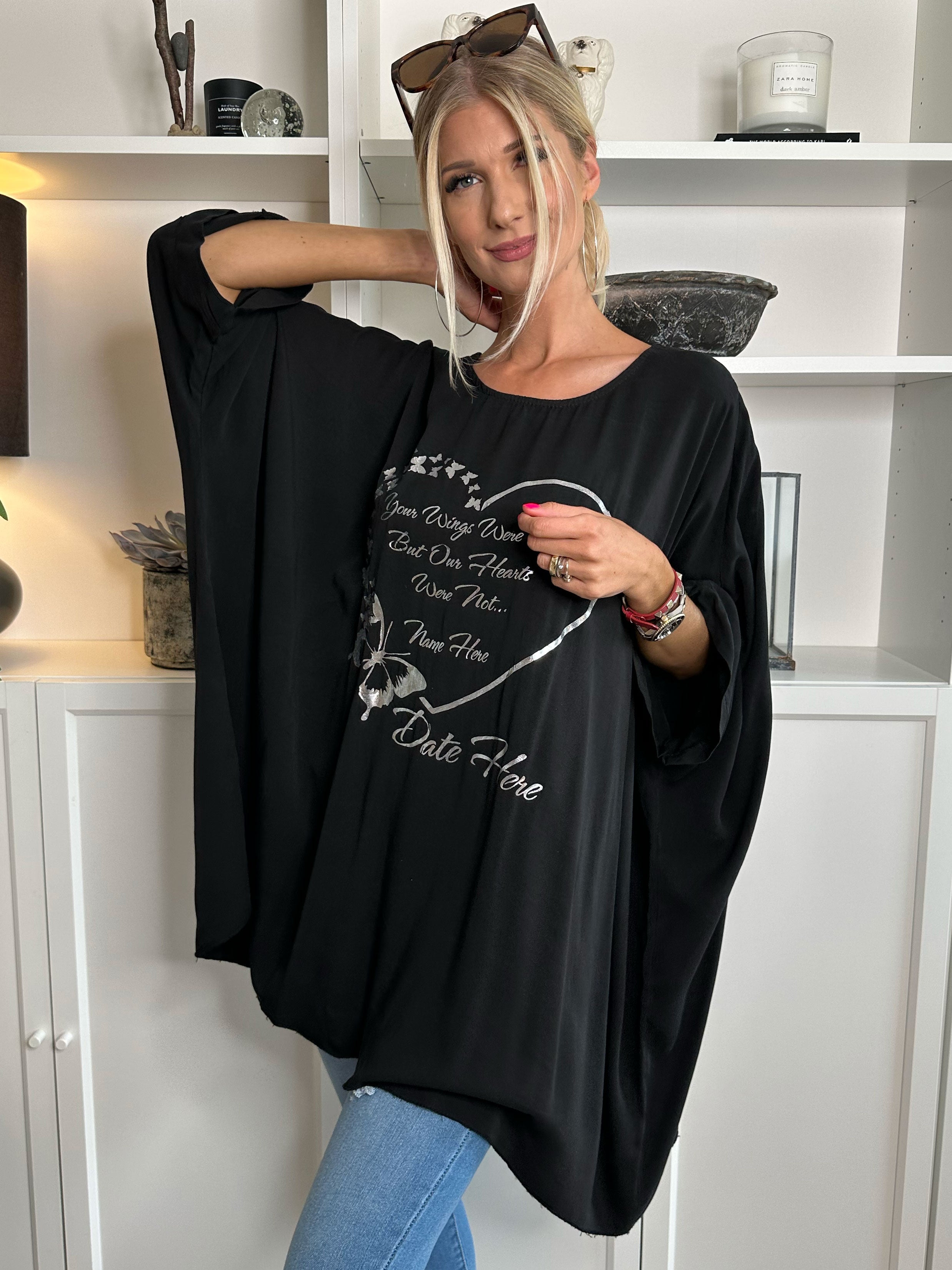 Hope Short - Cool oversize blus med motiv framtill